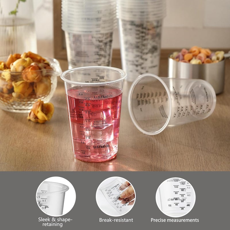 DQELFA 50PCS Resin Epoxy Mixing Cups, 8oz Clear Plastic Paint Measuring Cups with 50pcs Wooden Stirring Sticks for Epoxy Resins, Mixing Paint, Pigments, Resins - Image 3